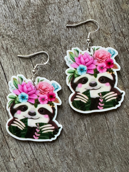 Floral Sloth Earrings