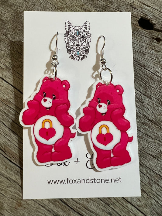 Locked Heart Bear Plannar Earrings