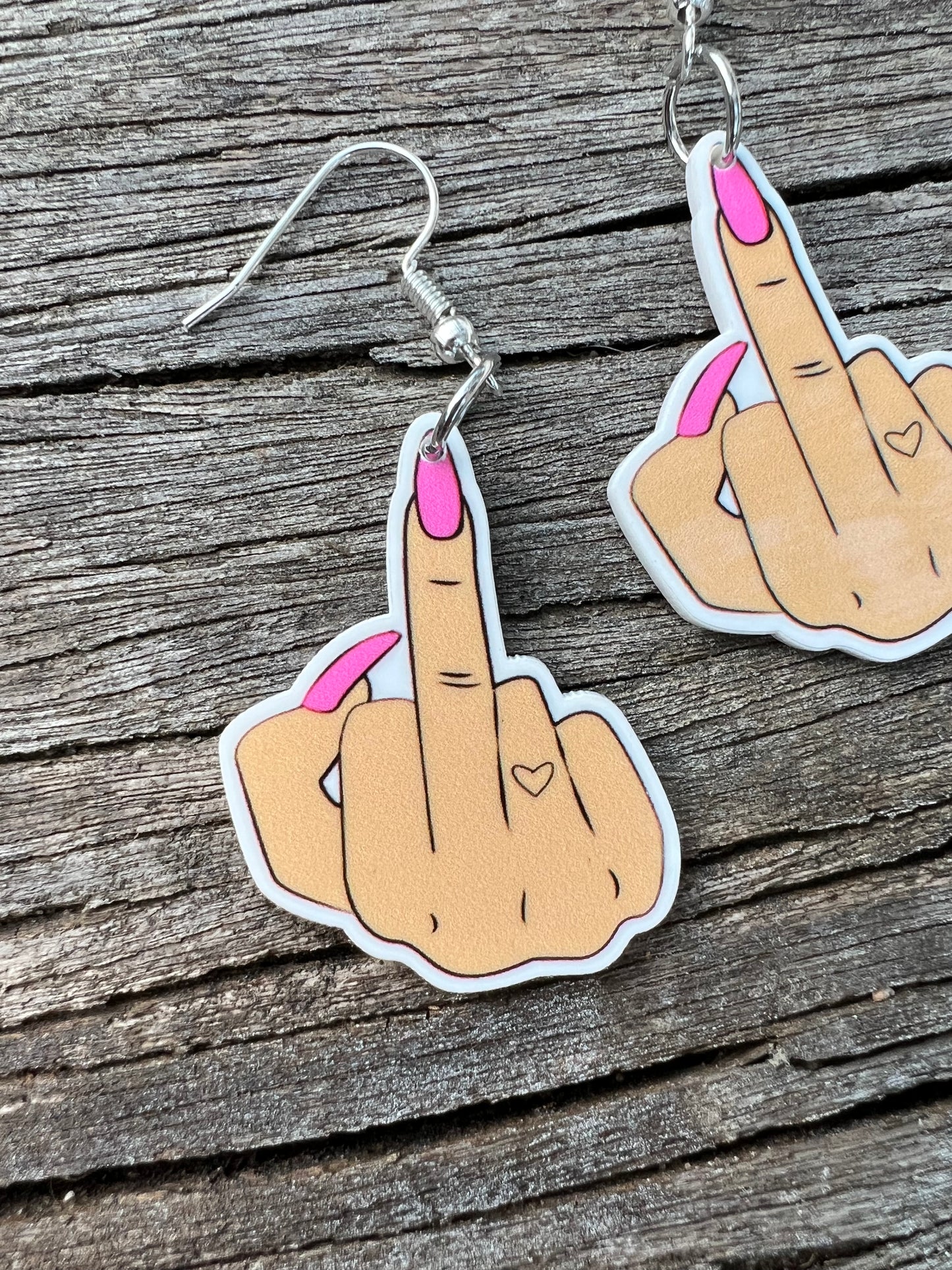 Pink Polish Flip The Bird Earrings