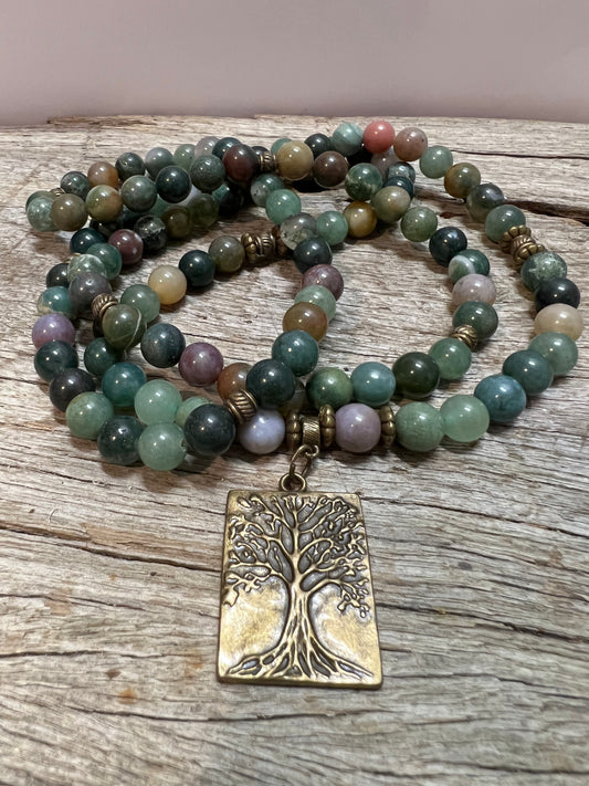 Indian Agate 106 Mala Beads