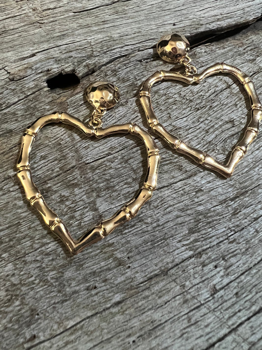 Large Gold Heart Earrings