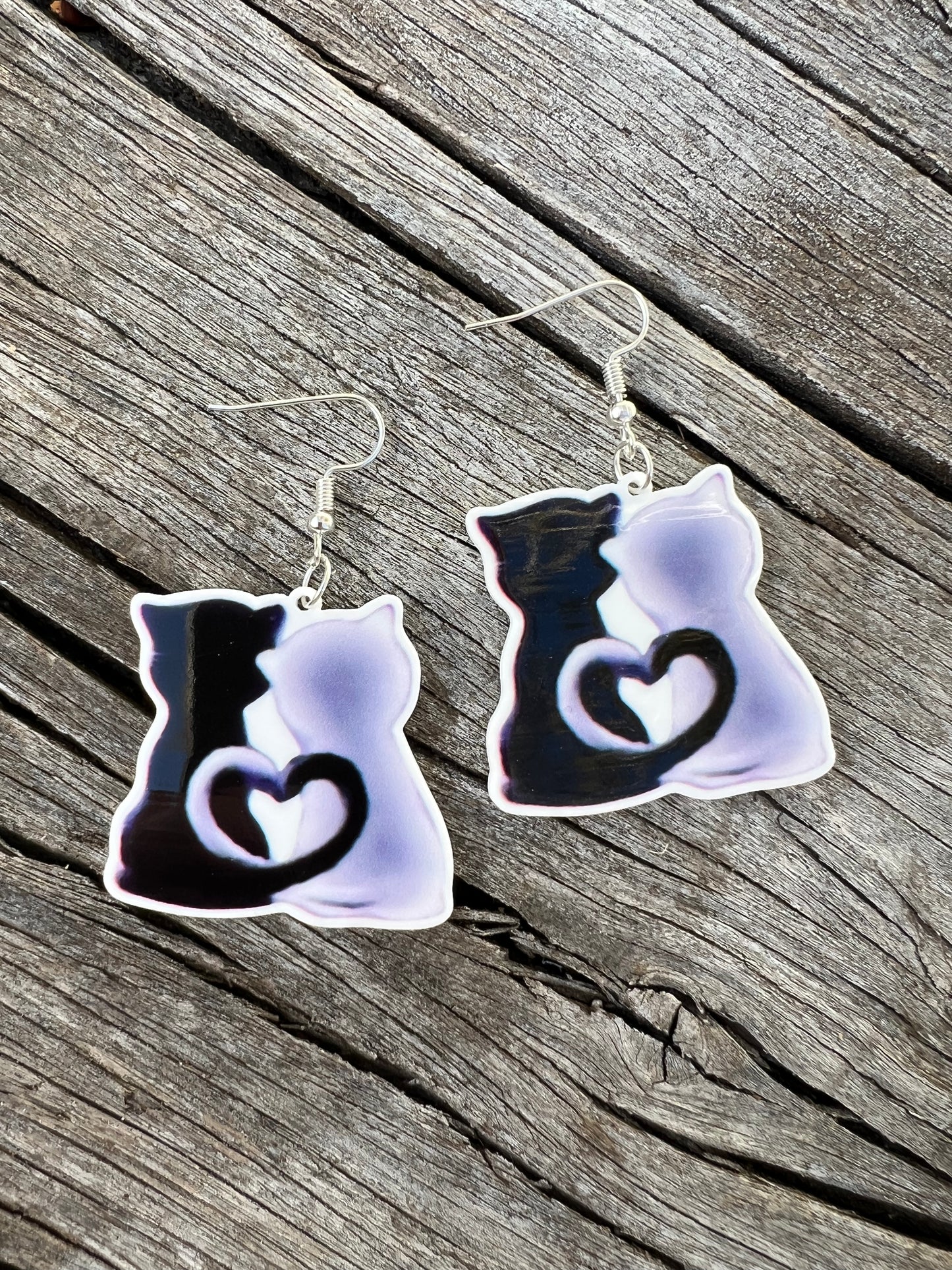 Kitty Cats Heart Earrings