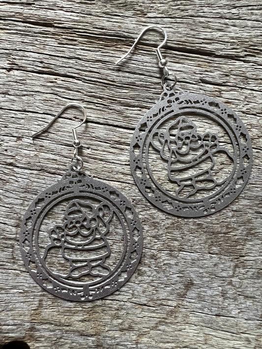 Matte Silver Christmas Santa Filigree Earrings