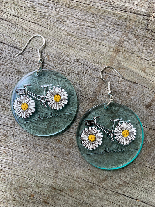 Sunflower Bike Resin Earrings