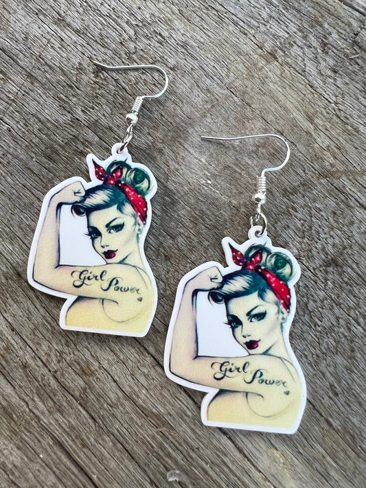 Girl Power Tattoo Earrings