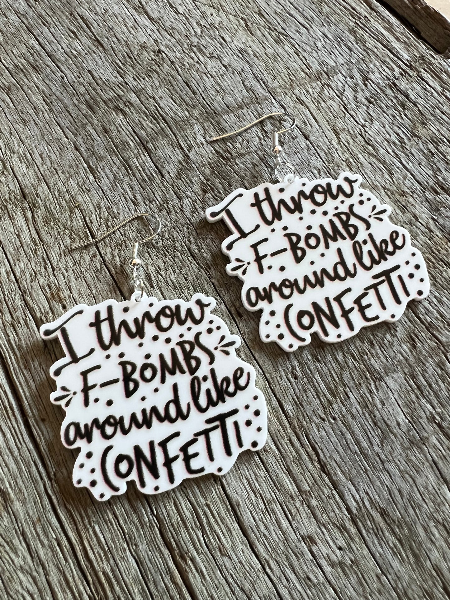 F-Bombs and Confetti Resin Earrings