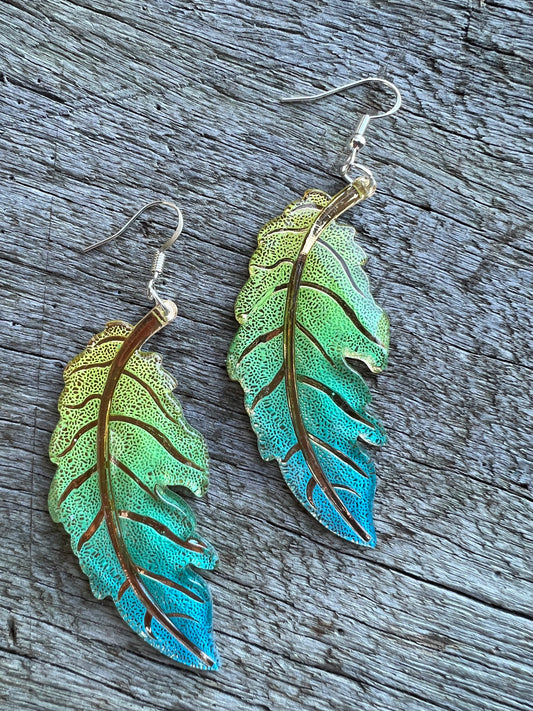 Tropical Ombre Leaf Earrings