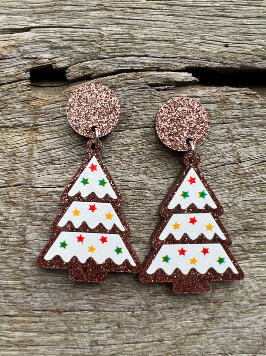 Beautiful Christmas Tree Glitter Earrings