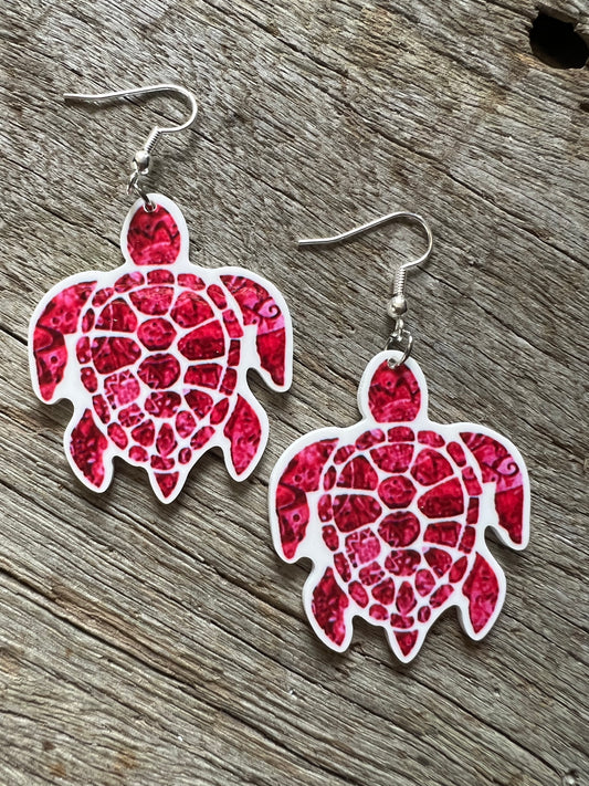 Ocean Turtle Pink Earrings