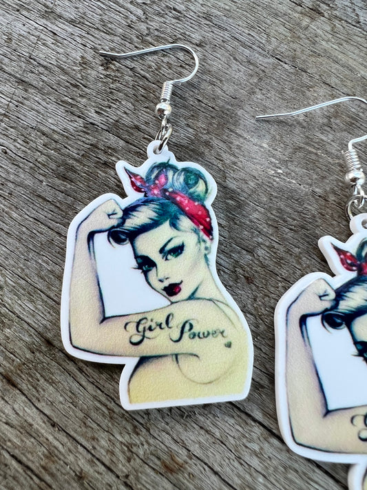 Girl Power Tattoo Earrings