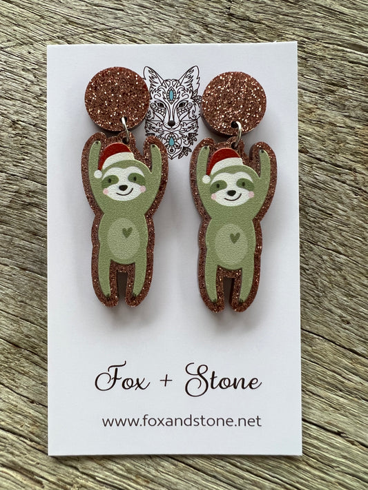 Christmas Sloth Earrings