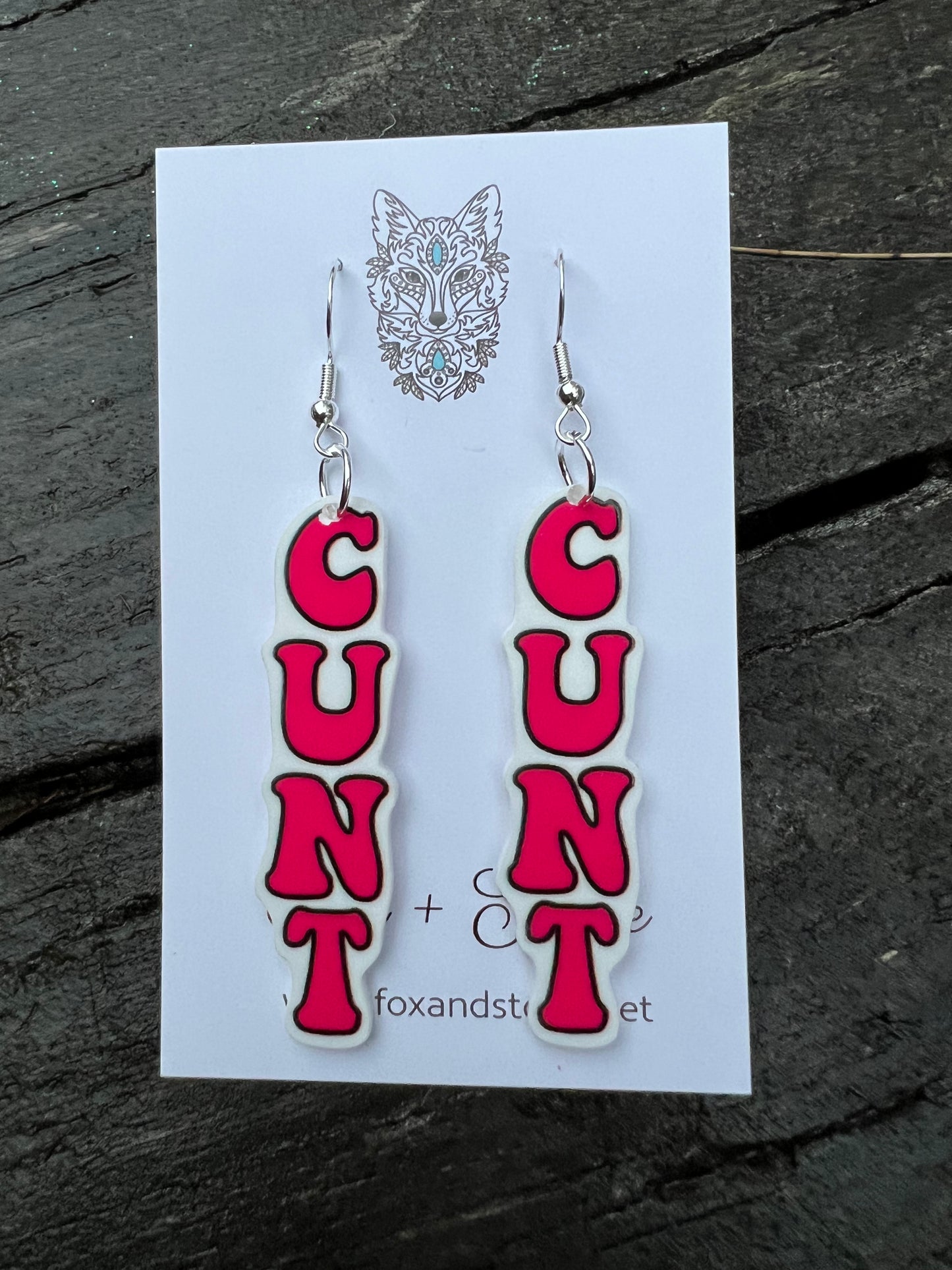 Pink Swear Word Resin Earrings