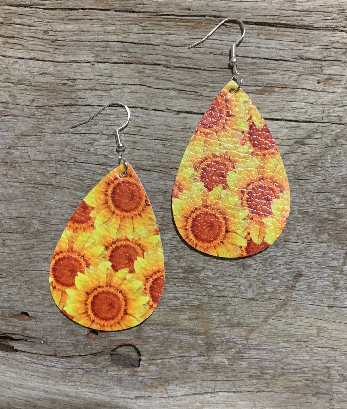 Sunflower Sunset Faux Leather Earrings