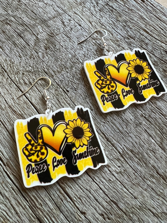 Peace Love Sunshine Resin Earrings