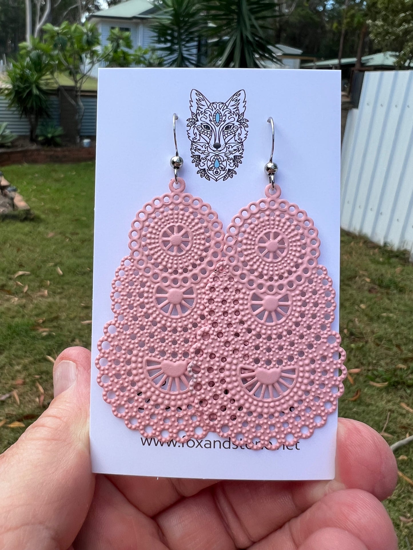 Stunning Pastel Pink Metal Dangles