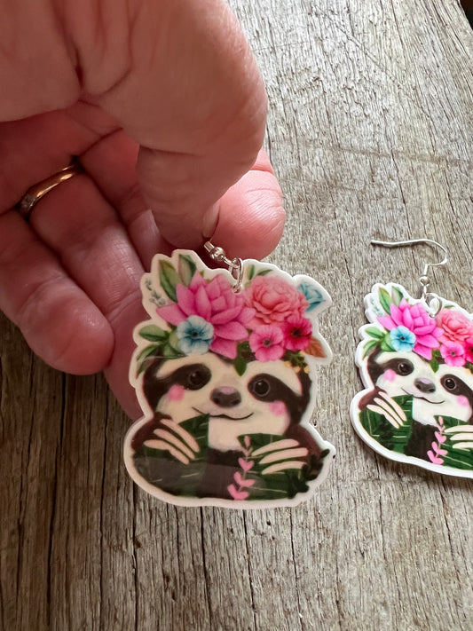 Floral Sloth Earrings