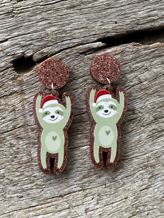 Christmas Sloth Earrings