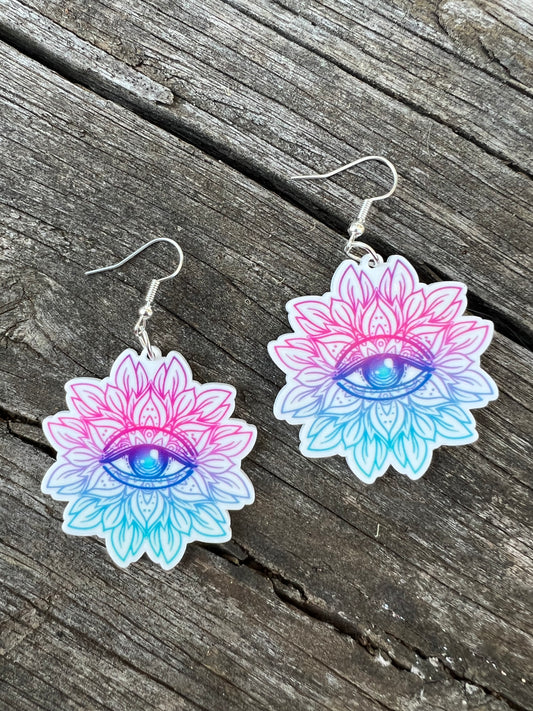 Stunning Ombre Lotus Eye Earrings