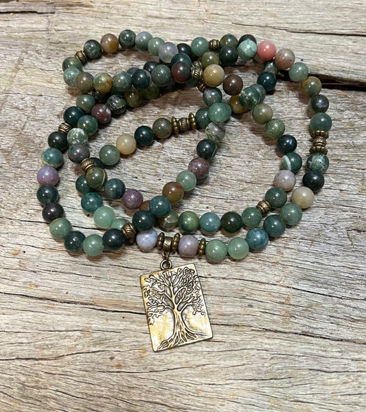 Indian Agate 106 Mala Beads
