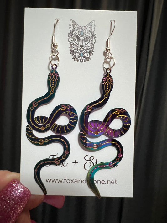Irridescent Snake Earrings