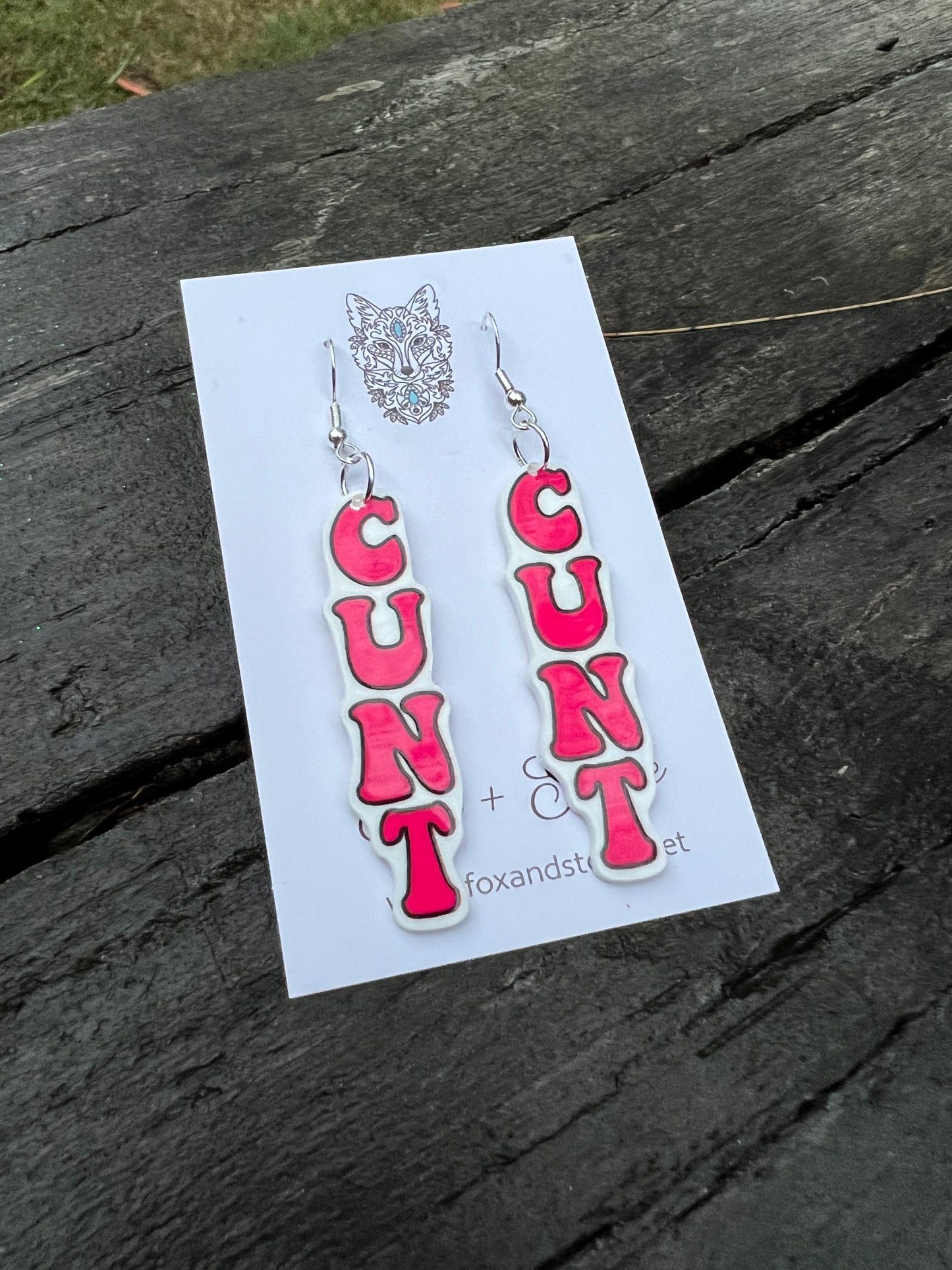Pink Swear Word Resin Earrings