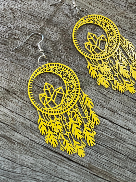 Yellow Dream Catcher Crystal Filigree
