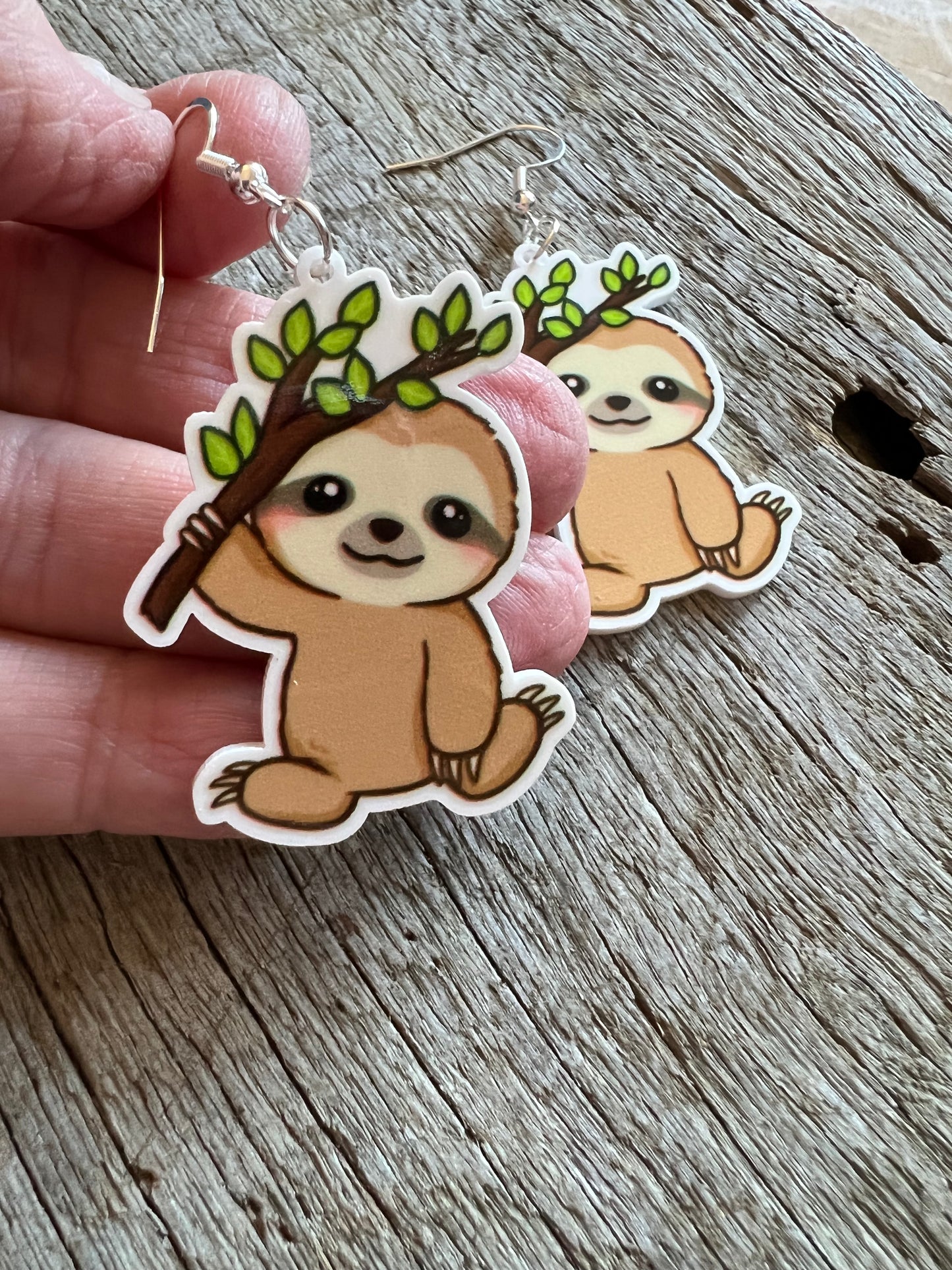 Baby Sloth Resin Earrings
