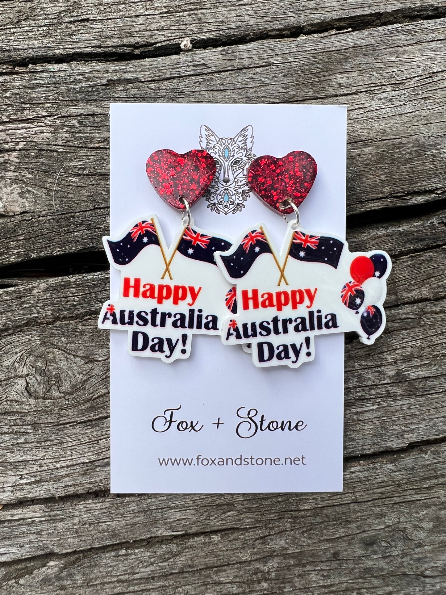 Glitter Heart Australia Day Earrings