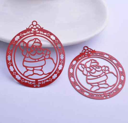 Red Christmas Santa Filigree Earrings