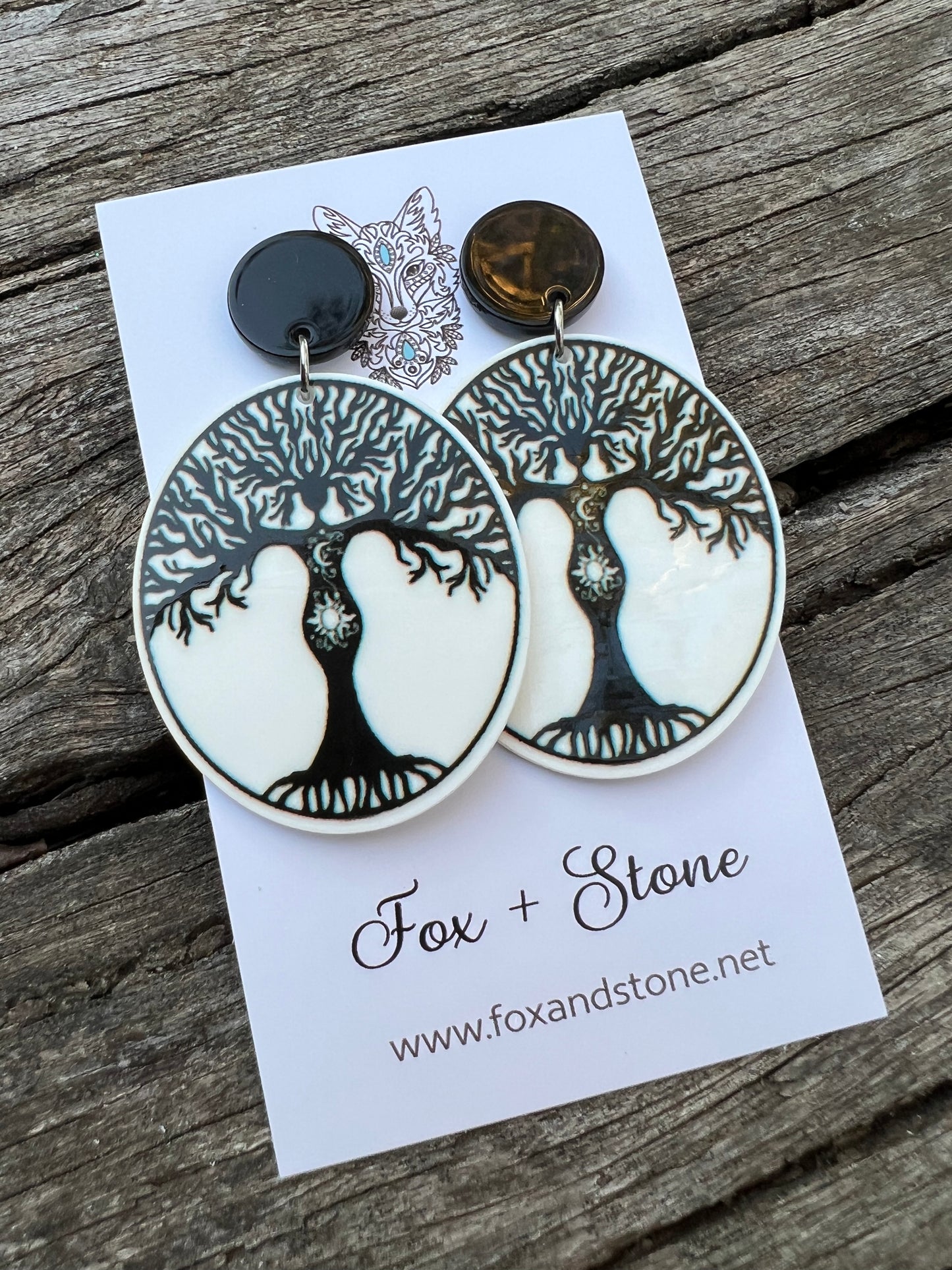 Tree of Life Oval Stud Earrings