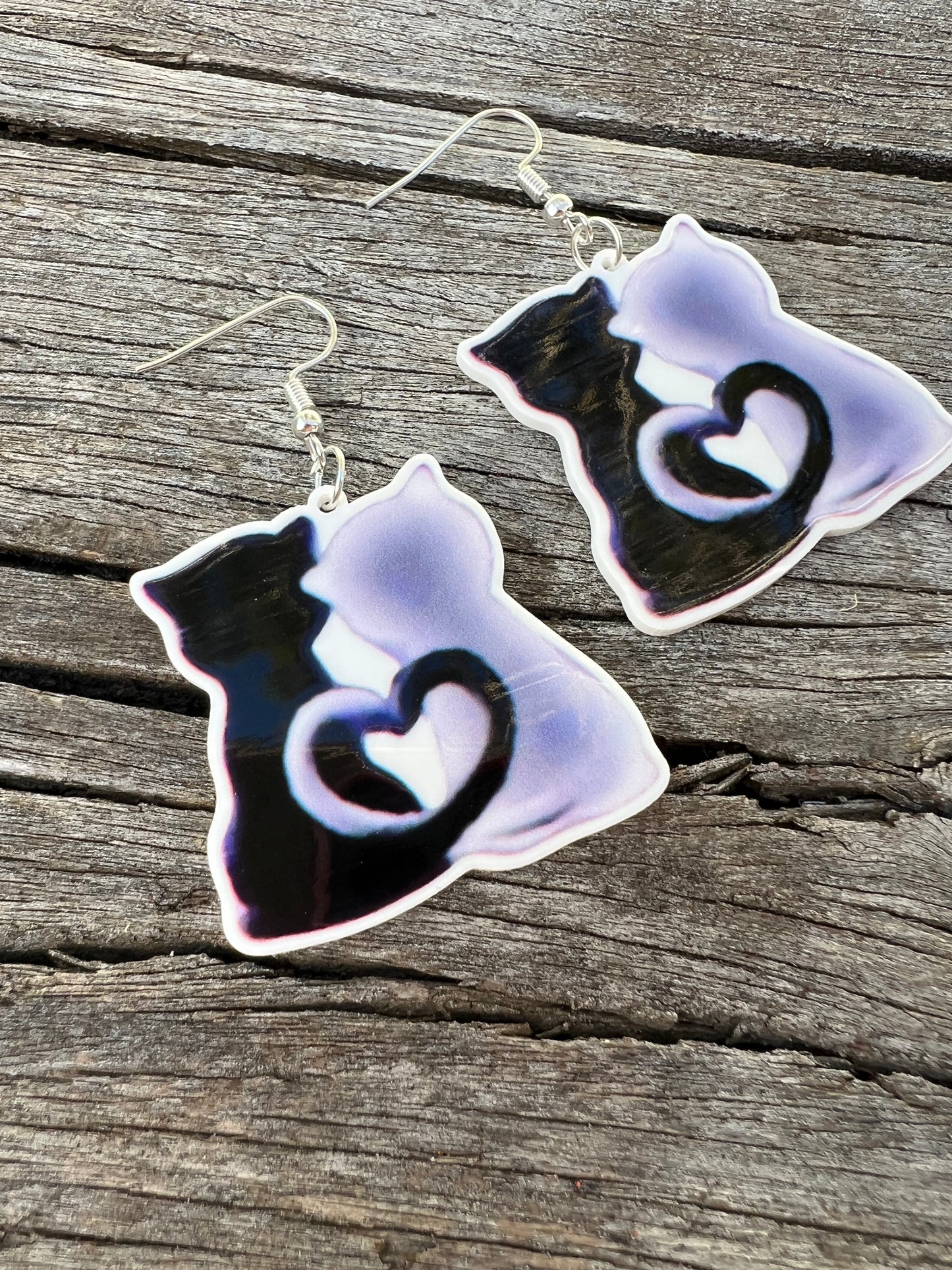 Kitty Cats Heart Earrings