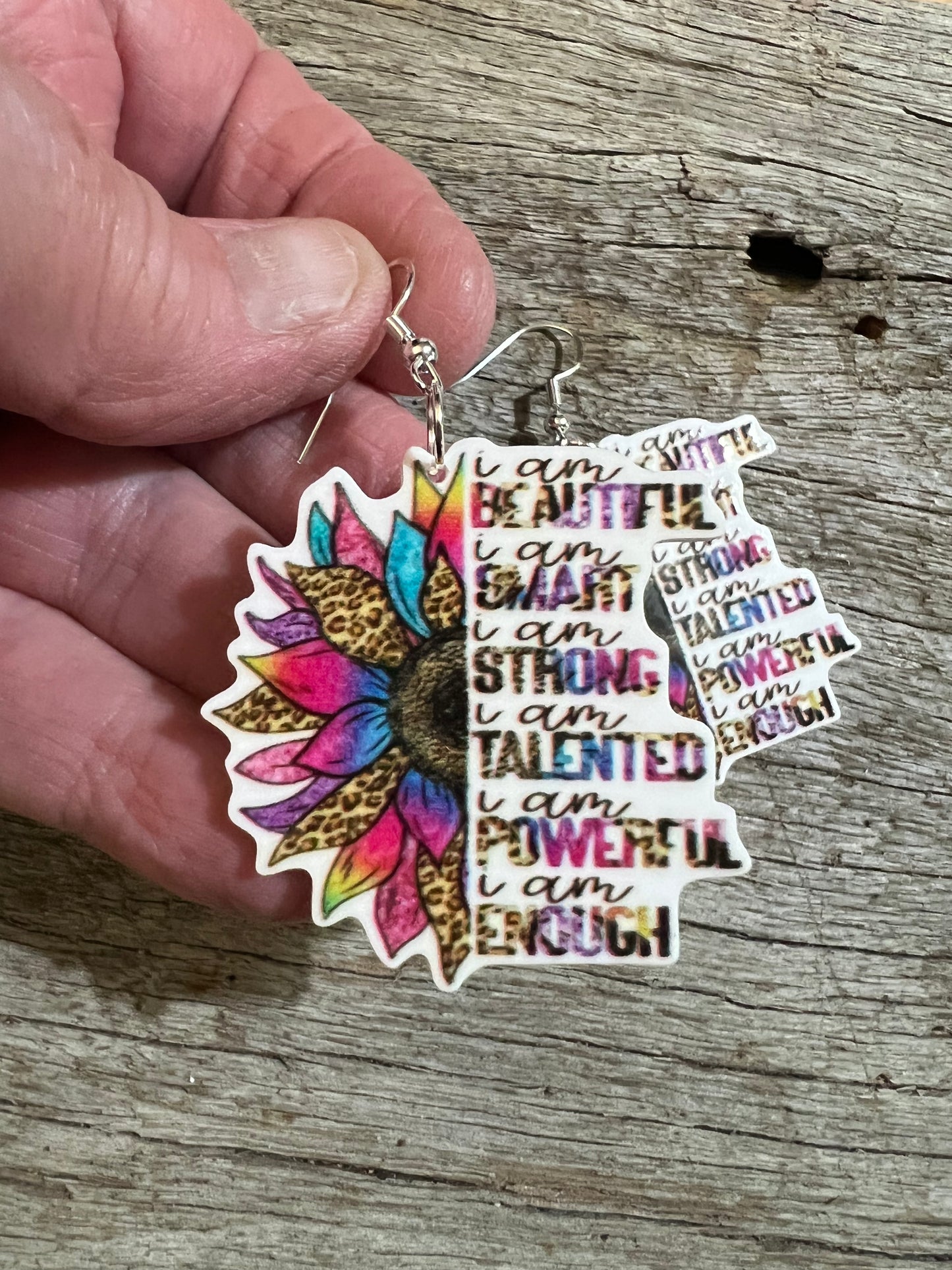 I Am Sunflower Resin Earrings
