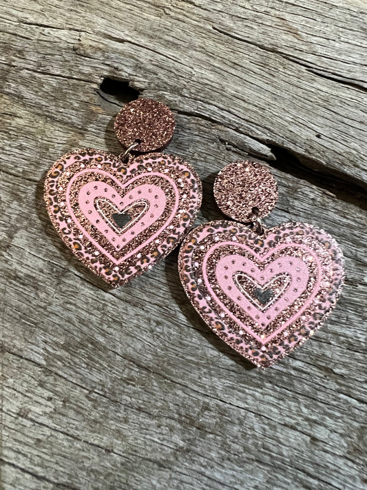 Pretty Heart Glitter Stud Earrings