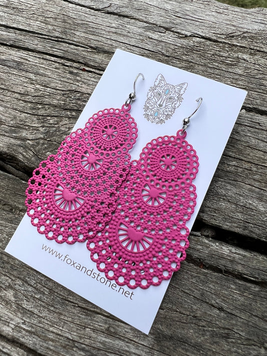 Stunning Pink Metal Dangles