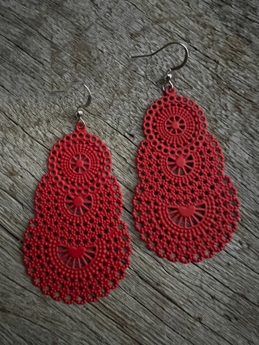 Stunning Red Metal Dangles