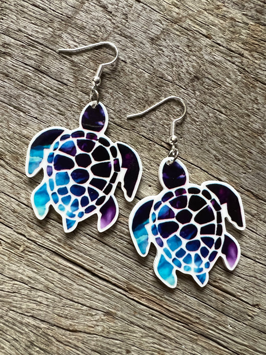 Ocean Turtle Purple Earrings