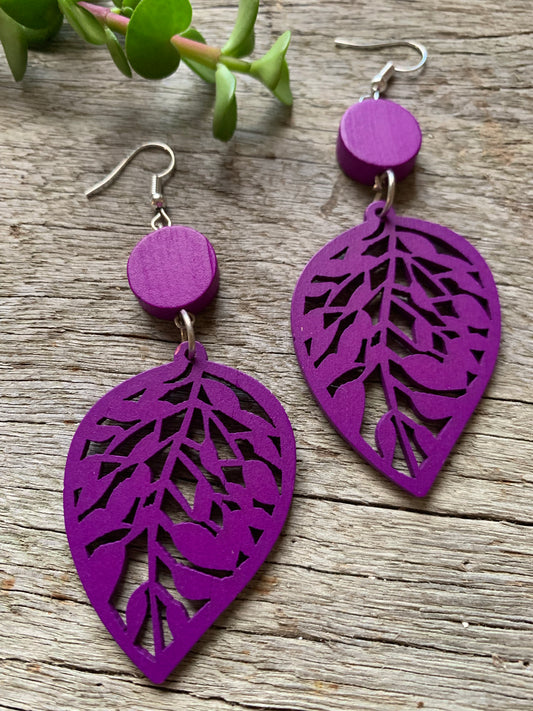 Dark Purple Sienna Wood Earrings
