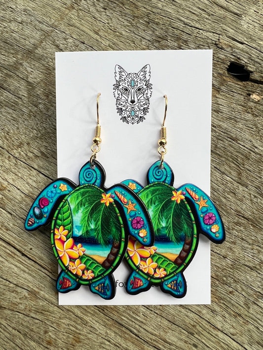 Pretty Hawaii Turtle Earrings