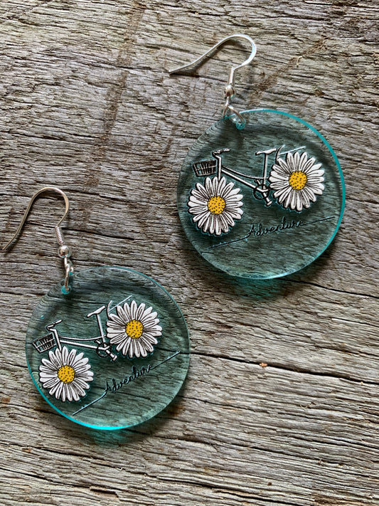 Sunflower Bike Resin Earrings