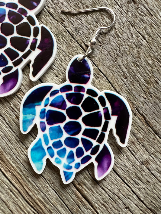 Ocean Turtle Purple Earrings