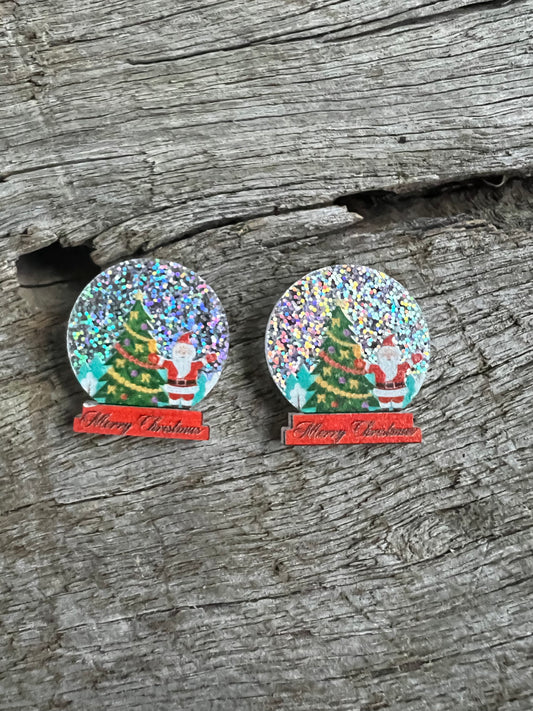 Santa Globe Christmas Studs