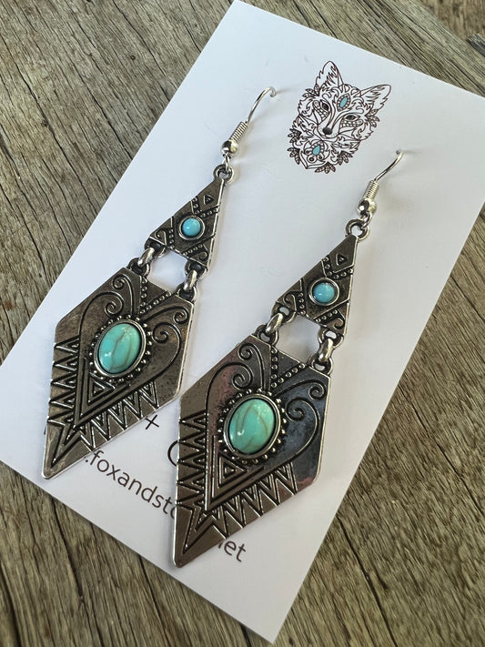 Lush Silver Turquoise Metal Dangles