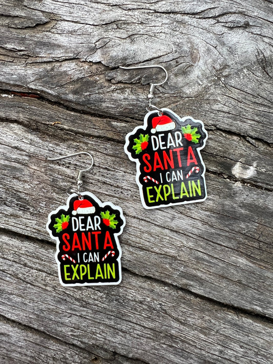 Dear Santa I Can Explain Earrings