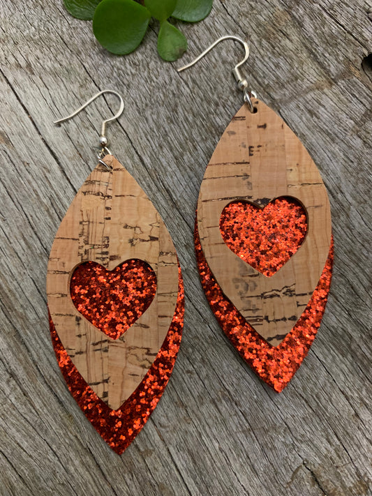 Copper Sequin Heart Earrings
