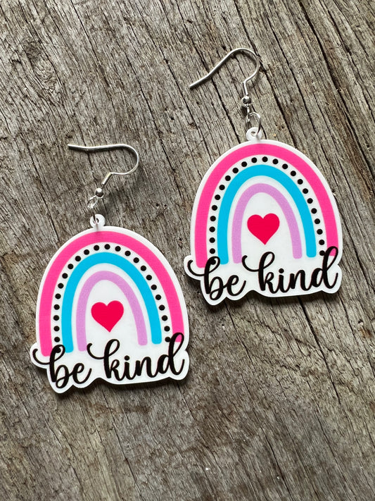 Be Kind Pink Arch Resin Earrings