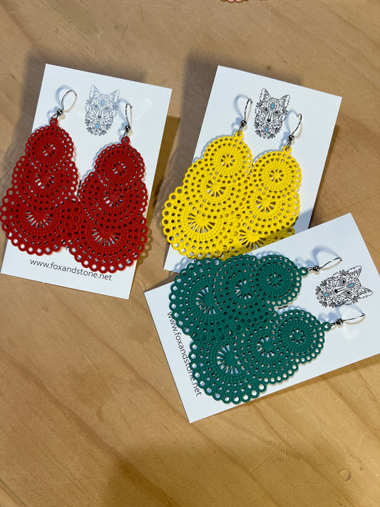 Stunning Red Metal Dangles