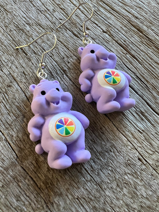Pretty Lilac Bear Earrings