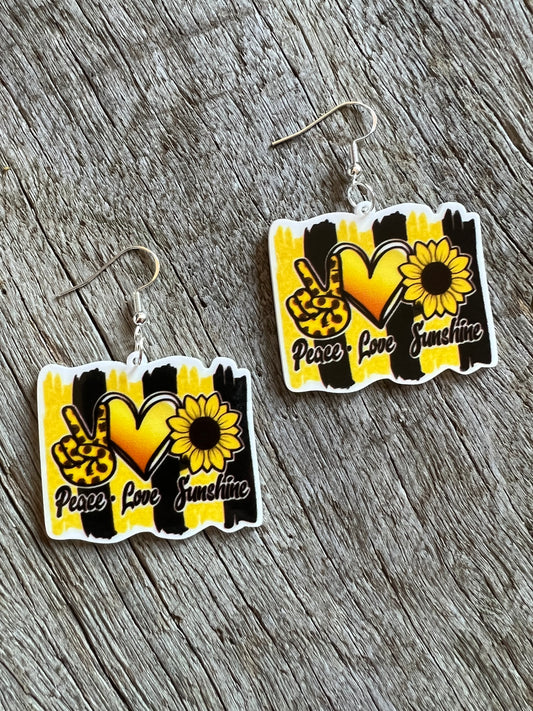 Peace Love Sunshine Resin Earrings