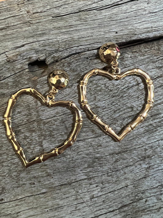 Large Gold Heart Earrings