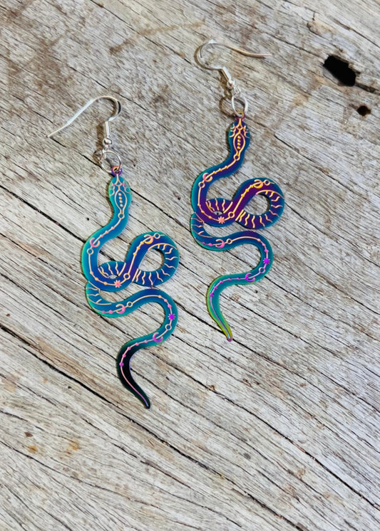 Irridescent Snake Earrings
